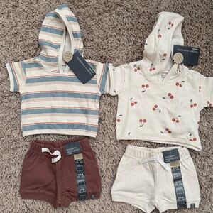 Modern Moments Organic Hooded Short Sleeve Top And Shorts Set Size: 0-3 Months